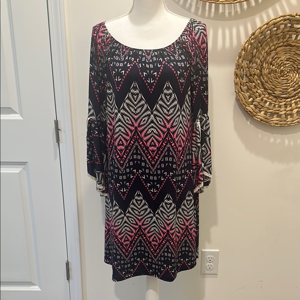 2BTogether Blue and Pink Patterned Dress